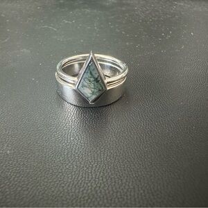 Moss Agate Kite Ring Set